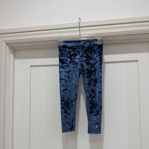 Nike Kids Girls Toddler Blue Velvet Swoosh Logo Leggings Pants
